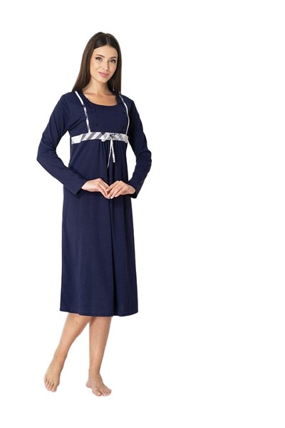 Kadın Lacivert Hamile Lohusa Gecelik, XL, PIJEFF8083-19804IGP261671