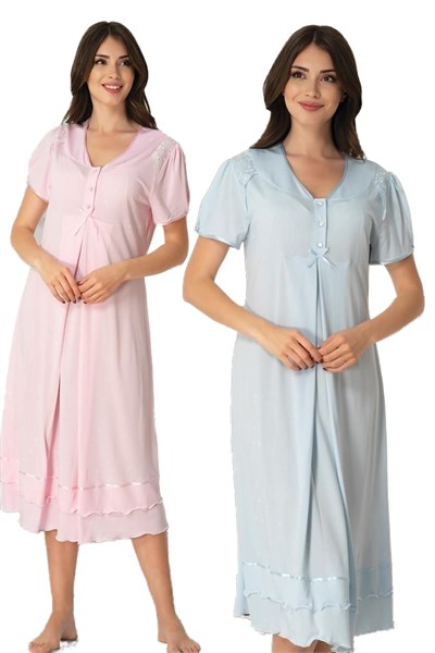 Kadın Mavi Hamile Lohusa Gecelik, 2XL, EFW8023EF-86D0018318106