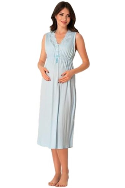 Kadın Mavi Hamile Lohusa Kolsuz Gecelik 8033, 2XL, EF8033EFRT-19804IGP270537