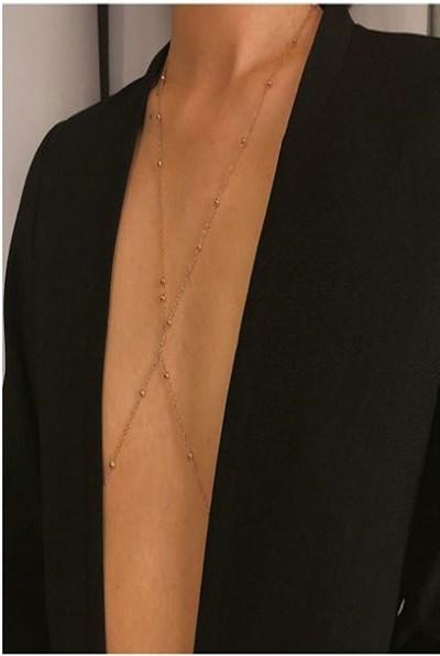 Kadın Mini Top Boncuklu Stylish Vücut Zinciri, Bel Zinciri, Vücut Aksesuarı - Gold - 113