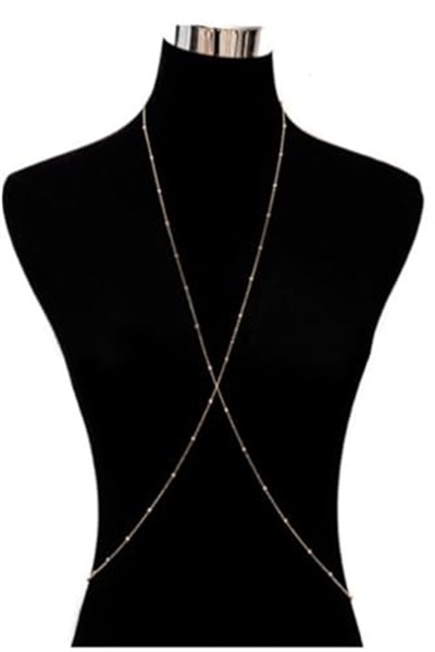 Kadın Mini Top Boncuklu Stylish Vücut Zinciri, Bel Zinciri, Vücut Aksesuarı - Gold - 113