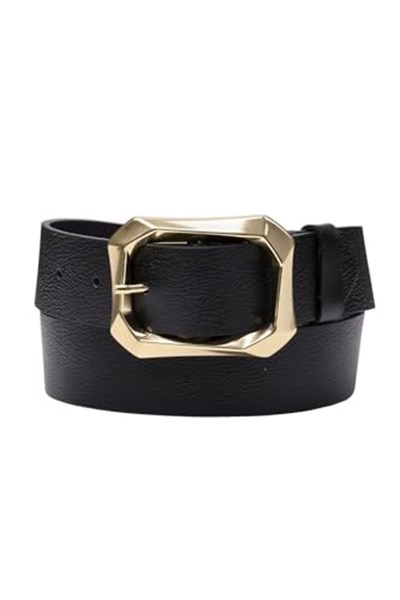 Kadın Moda Gold Renk Tokalı, Tek parça yumuşak hakiki deri Koyu Kahverengi kemer, Genişlik 3.8 cm