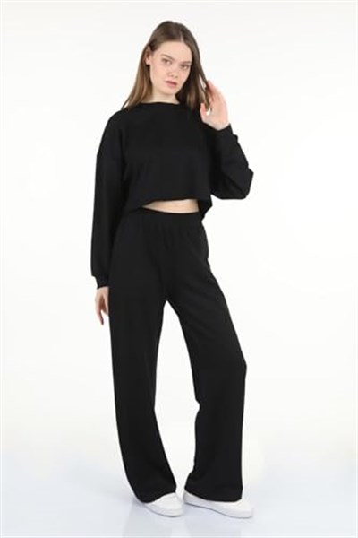 Kadın Modal Kumaş Crop Ikili Basic Takım