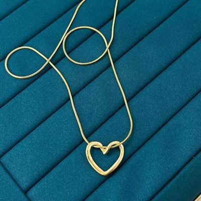 Kadın Paslanmaz Çelik Gold Italyan Zincirli Düğüm Kalp Kolye (SEVGİLİYE KOLYE)