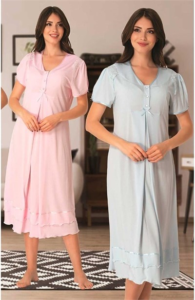 Kadın Pembe Hamile Lohusa Gecelik, 2XL, EFW8023EF-869804IGP27174