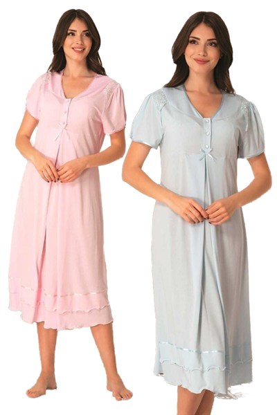 Kadın Pembe Hamile Lohusa Gecelik, 2XL, EFW8023EF-86D0018319388