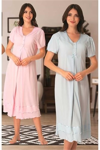 Kadın Pembe Hamile Lohusa Gecelik, 2XL, EFW8023EF-86D0018319077