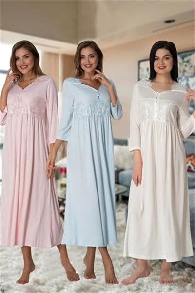 Kadın Pembe Hamile Lohusa Gecelik (Pembe/L)-DS3012EF-86D0018320013