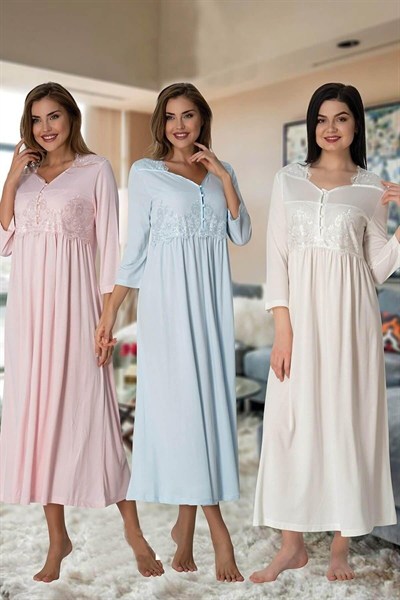 Kadın Pembe Hamile Lohusa Gecelik (Pembe/L)-DS3012EF-86D0018320013