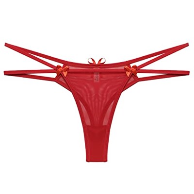 Kadın Seksi Iç Çamaşırı Transparan Yarım Kırmızı Fantezi Külot