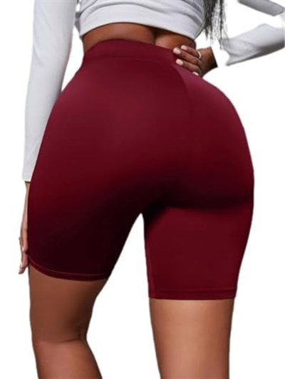 Kadın Siyah Yüksek Bel Spor Şort - Bel Kontrolü Olan Yoga Koşu Fitness Şortları - 4097