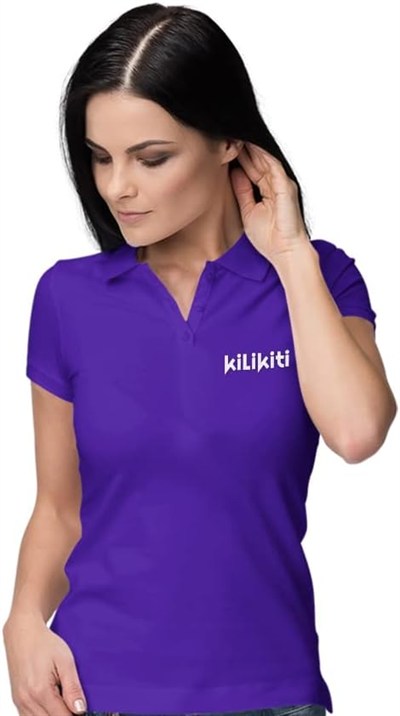 Kadın Spor T-Shirt Polo Yaka Mor