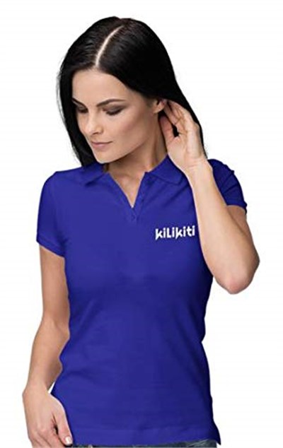 Kadın Spor T-Shirt Polo Yaka Saks Mavisi