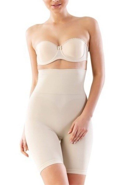 Kadın Ten Rengi Duble Yüksek Bel Soft Pantolon Altı Paçalı Korse, S, TYC00241849827-869SL00019413