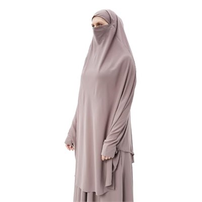 Kadın Tesettür Medine İpeği Çarşaf Takımı Peçeli Sufle ve Etek - Seçenekler: S-M, L-XL
