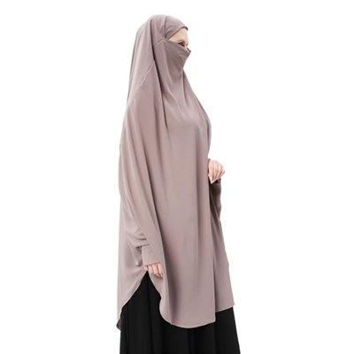 Kadın Tesettür Medine İpeği Çarşaf Üstü Peçeli Sufle Hijab