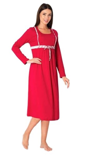 Kadın Vişne Hamile Lohusa Gecelik (Vişne / 2XL)