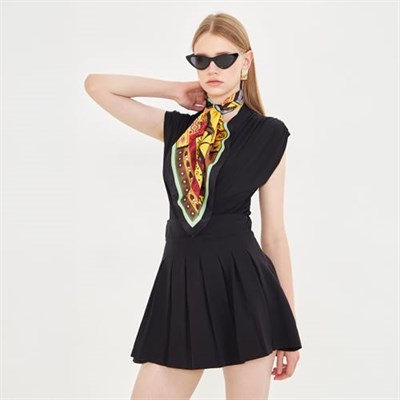 Kadınlar için 55cm x 55cm Fular Küçük Kare Hafif Çiçek Desenli Bandana Boyun Şal, Saç veya Boyun için Etnik Kare Başörtüsü