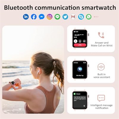 Kadınlar için Akıllı Saat - Aramaları ve AI Sesini Yap/Cevapla,Kalp Hızı SpO2 Uyku Monitörü ile 1.8 inç HD Fitness İzle,IP68 su geçirmez,100+ Spor Modları Etkinlik İzleyiciler,Android iPhone için Adım