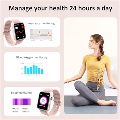 Kadınlar için Akıllı Saat - Aramaları ve AI Sesini Yap/Cevapla,Kalp Hızı SpO2 Uyku Monitörü ile 1.8 inç HD Fitness İzle,IP68 su geçirmez,100+ Spor Modları Etkinlik İzleyiciler,Android iPhone için Adım