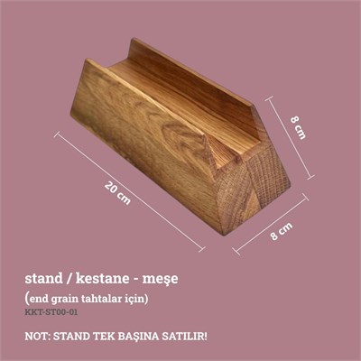 Kaf Ahşap End Grain Kesme Tahtası Standı Meşe/Kestane