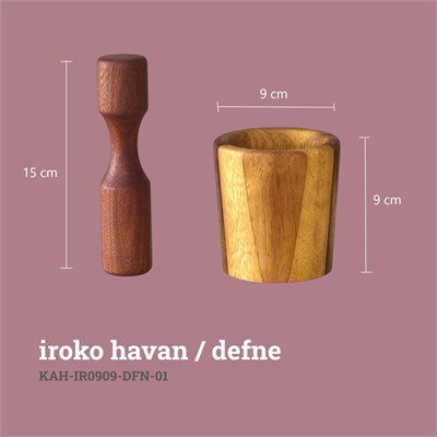 Kaf Ahşap İroko-Sapelli Havan / Defne