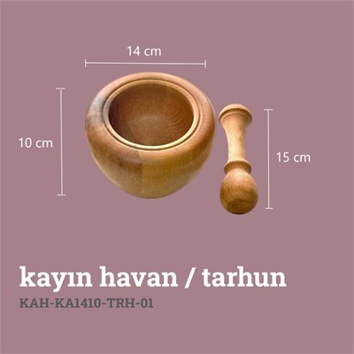 Kaf Ahşap Kayın Havan / Tarhun