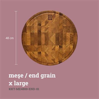 Kaf Ahşap Kesme Tahtası Meşe Daire (End Grain) - XL