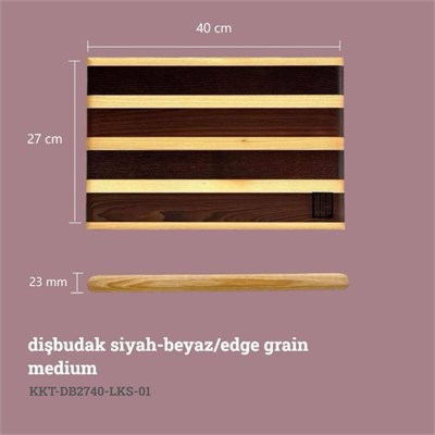 Kaf Ahşap Lüks Kesme Tahtası Dişbudak Siyah&Beyaz - M