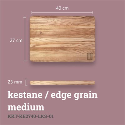 Kaf Ahşap Lüks Kesme Tahtası Kestane - M