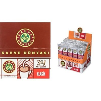 KAHVE DUNYASI 3Ü 1 Arada ve 2Si 1 Arada Klasik Hazır Kahve Paketi - 40Lı (12 Gr x 40 Adet)