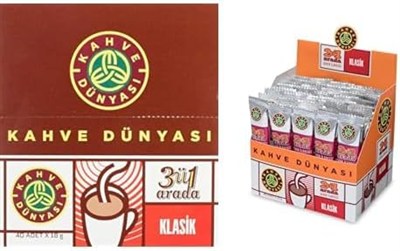 KAHVE DUNYASI 3Ü 1 Arada ve 2Si 1 Arada Klasik Hazır Kahve Paketi - 40Lı (12 Gr x 40 Adet)