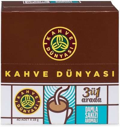 Kahve Dünyası 40lı 3ü 1 Arada Damla Sakızı Aromalı Hazır Kahve