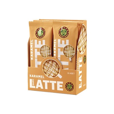 KAHVE DUNYASI Dünyası Özel Seri Sıcak Karamel Aromalı Caffe Latte, 10lu