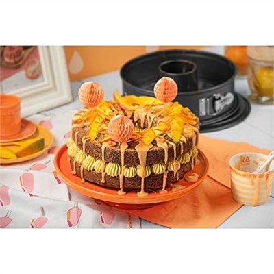 Kaiser Gourmet kelepçeli kek kalıbı, düz ve boru tabanlı, 26 cm, 2 tabanlı, yuvarlak pişirme kalıbı, sızdırmaz, yapışmaz kaplama, 230°Cye kadar ısıya dayanıklı