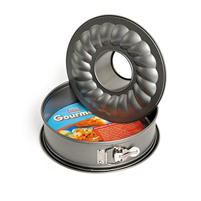 Kaiser Gourmet kelepçeli kek kalıbı, düz ve boru tabanlı, 26 cm, 2 tabanlı, yuvarlak pişirme kalıbı, sızdırmaz, yapışmaz kaplama, 230°Cye kadar ısıya dayanıklı