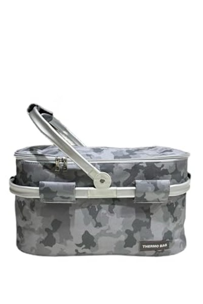 Kamuflaj Desen Piknik Taşıma Çantası, Thermo Özellikli Soğuk-Sıcak Koruma Özellikli Yemek Çantası, Termos Çanta 26x45x26 cm 27 Litre (Asorti)