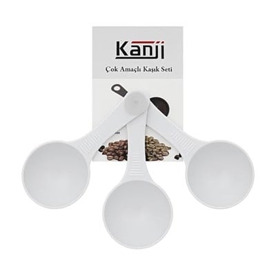Kanji 6lı Beyaz Ölçü Kaşığı Seti (2 x 3’lü Takım) – 30 ml Plastik Gıda Ölçüm Kaşığı – Kahve, Mama, Baharat ve Toz Karışımlar İçin Gıda Temasına Uygun Pratik Plastik Kaşık