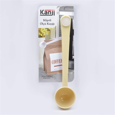 Kanji Klipsli Çay Kahve Ölçü Kaşığı - Krem