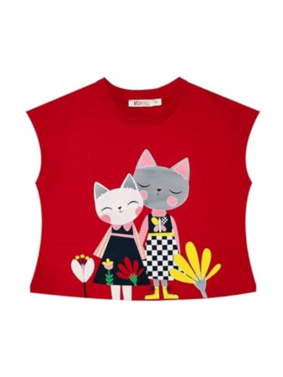 Kanka Kediler Kız Çocuk T-shirt Tüllü Tütü Etek Takım