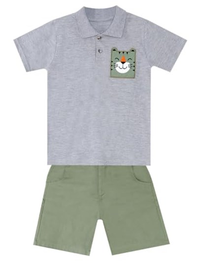 Kaplan Erkek Çocuk Polo Yaka T-shirt Şort Takım