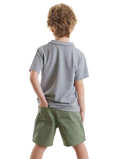 Kaplan Erkek Çocuk Polo Yaka T-shirt Şort Takım