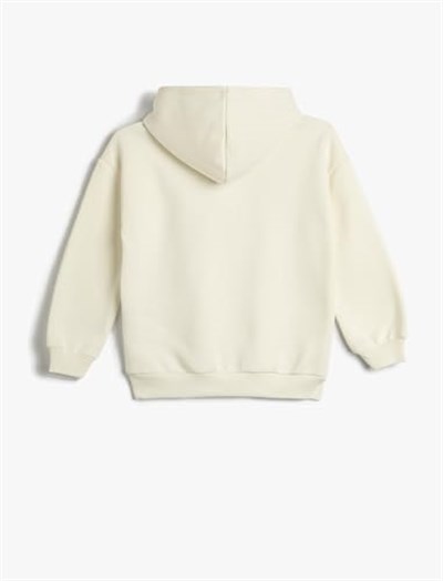 Kapşonlu Sweatshirt Anime Baskılı Uzun Kollu Şardonlu