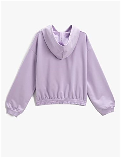 Kapüşonlu Baskılı Sweatshirt Uzun Kollu
