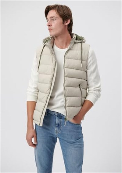 Kapüşonlu Bej Şişme Yelek Regular Fit/Normal Kesim 010442-70144