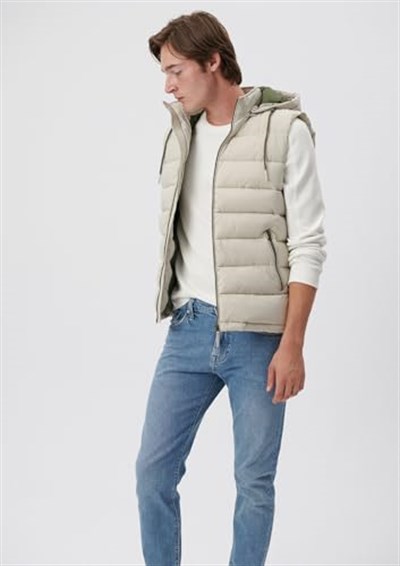 Kapüşonlu Bej Şişme Yelek Regular Fit/Normal Kesim 010442-70144