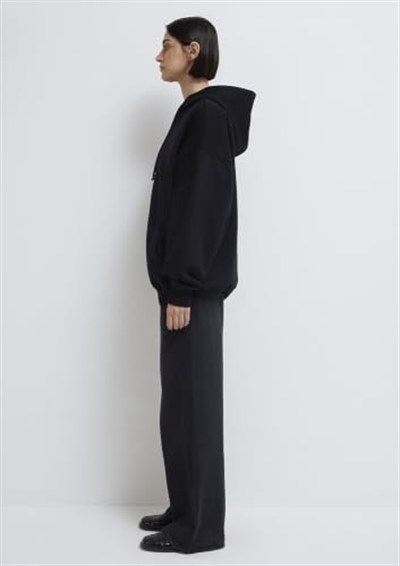 Kapüşonlu Fermuarlı Siyah Sweatshirt 1610221-900