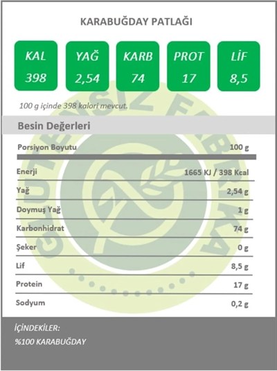 Karabuğday Patlağı Sade 1 Paket Glutensiz Vegan Sade 100 Gram