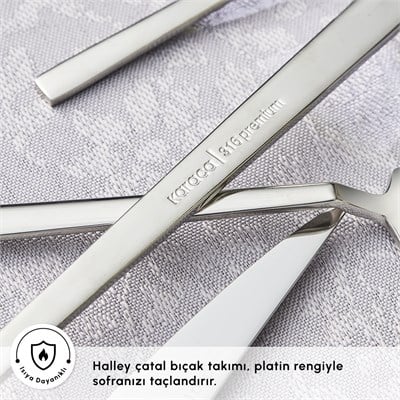 Karaca 316 Premium Halley Platin 12 Kişilik 84 Parça Çatal Kaşık Bıçak Takımı