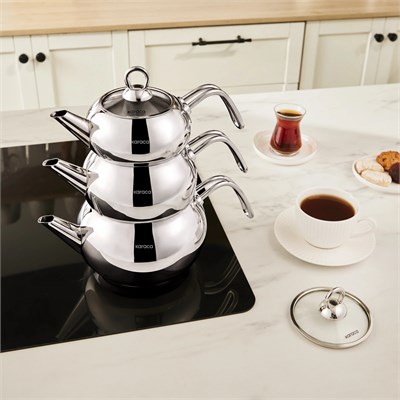 Karaca 3D İndüksiyon Tabanlı Midi Çaydanlık Takımı 0,7L & 1,1L & 1,9L